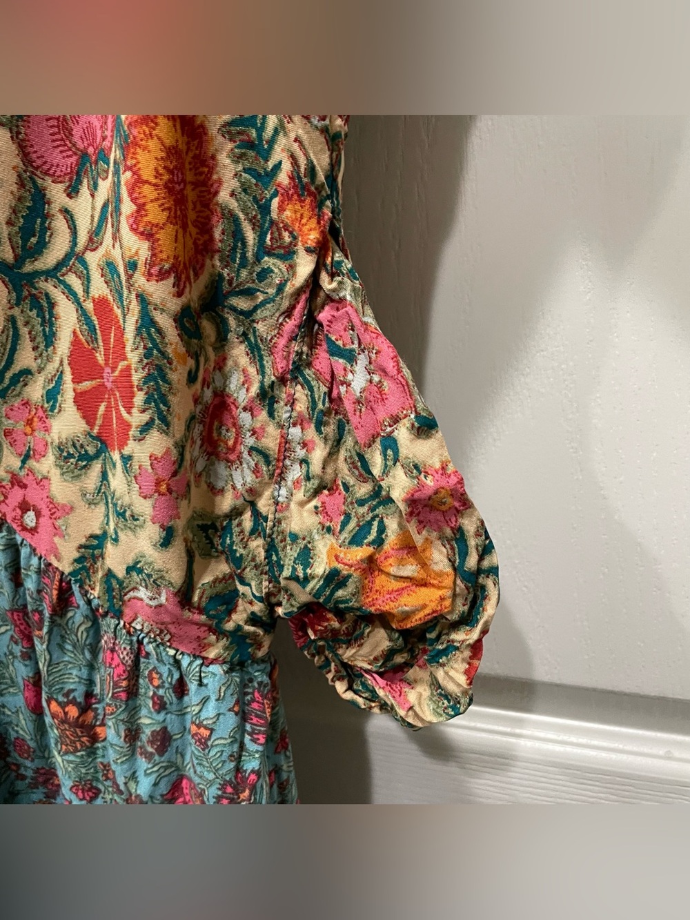 Lot 2 Natural Life Midi Dresses - Turquoise Mix & Orange Tropical Floral Boho L - Picture 15 of 16